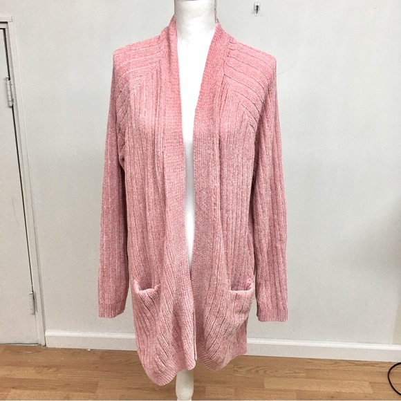 Time and Tru Sweaters - Pink Chenille Cardigan Size XXL(20)